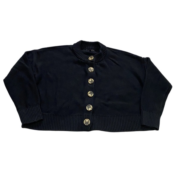 Quince 100% Organic Cotton Button Cropped Cardigan Small - Picture 2 of 8